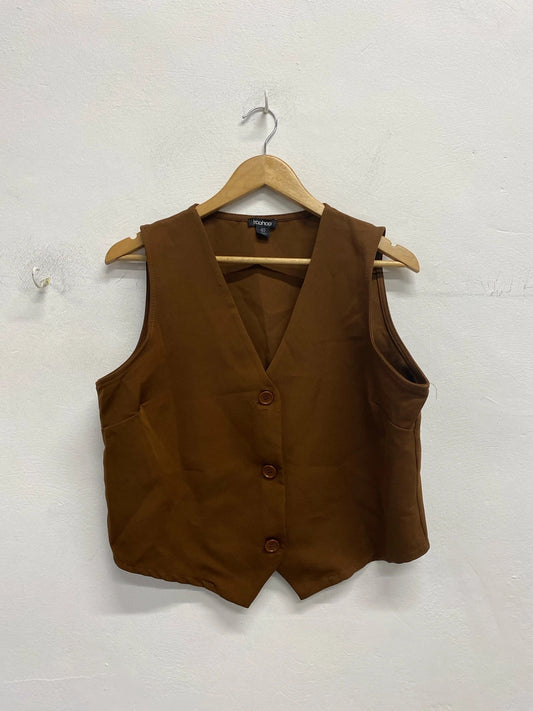 Fabulous boohoo preppy waistcoat in brown Uk16 EC003