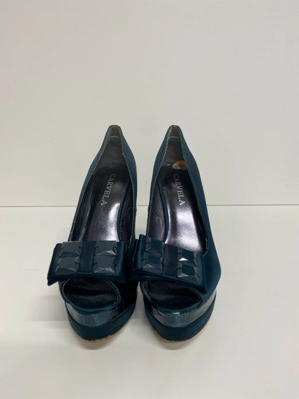 Carvela Fabulous Sea Green Croc Effect Heels UK 5 AE001