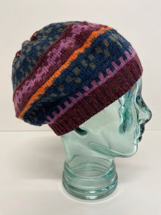 Fabulous Toast knitted beanie One size purple orange KB001