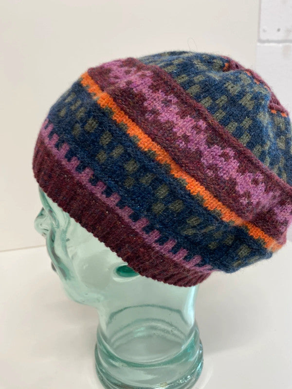 Fabulous Toast knitted beanie One size purple orange KB001