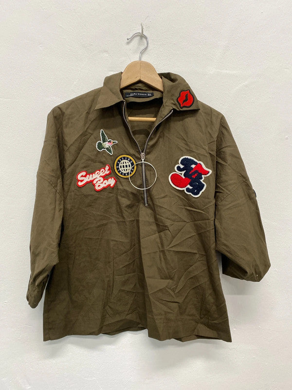 Fabulous Khaki fun comic lightweight top by Zara UkM KB001