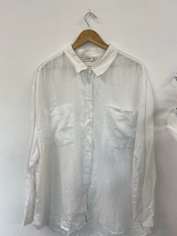 Fabulous Casual Vibes White Semi Sheer Tops Duo UK20 #211 LK006