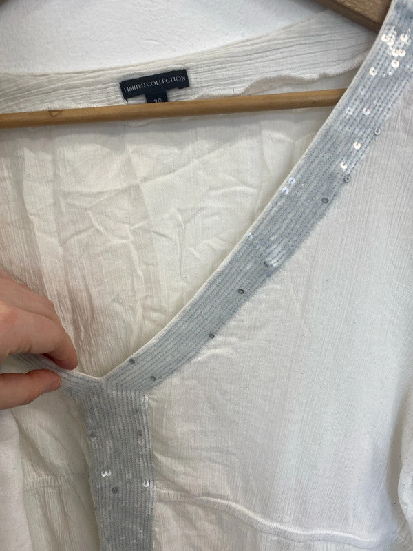 Fabulous Casual Vibes White Semi Sheer Tops Duo UK20 #211 LK006