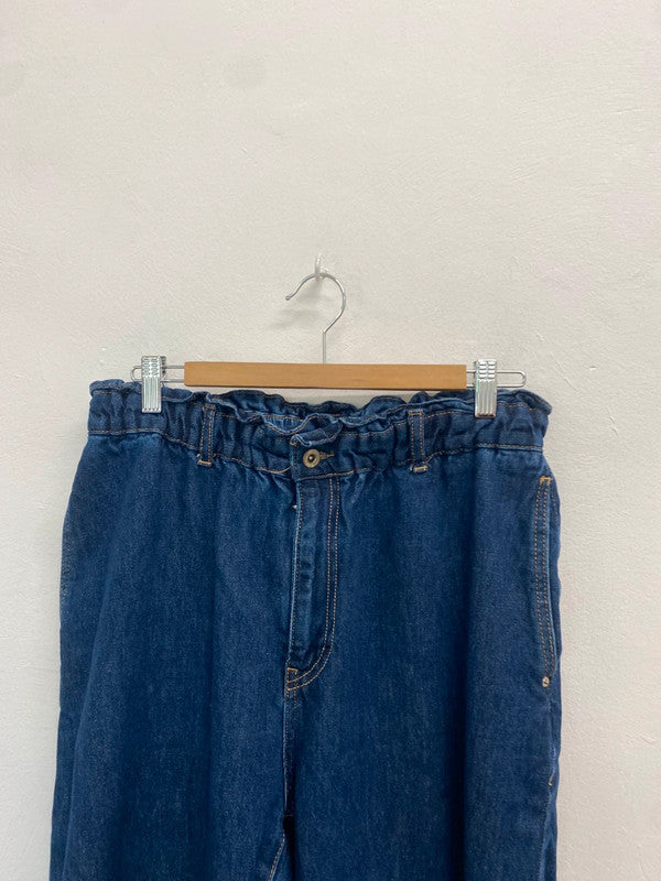 Lovely Zara paper bag navy jeans cropped UK 16 BS001