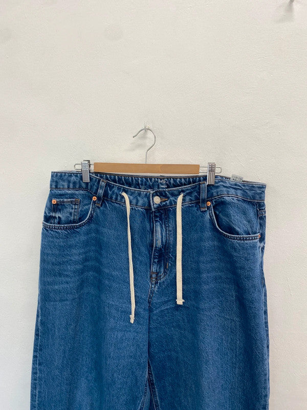 Gorgeous M&S jeans wide leg drawstring uk 18 BS001