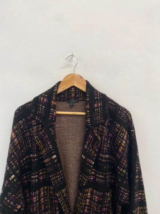 Fabulous Cos Longline jacket UK L Black purple wool BS001