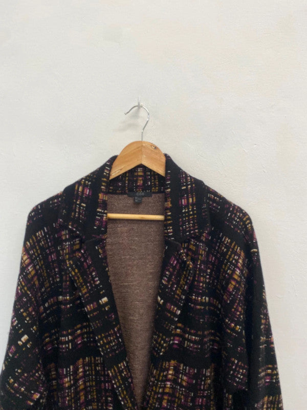 Fabulous Cos Longline jacket UK L Black purple wool BS001