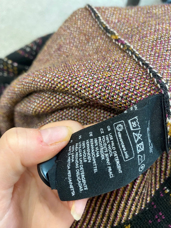 Fabulous Cos Longline jacket UK L Black purple wool BS001