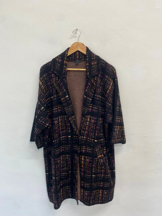 Fabulous Cos Longline jacket UK L Black purple wool BS001