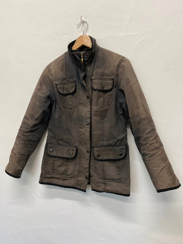 Fabulous Barbour distressed & loved Wax Jacket UK10 Brown Faded KB001