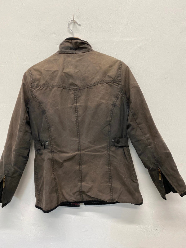 Fabulous Barbour distressed & loved Wax Jacket UK10 Brown Faded KB001