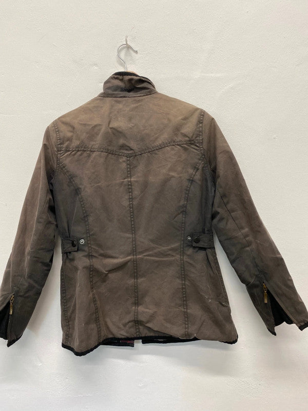 Fabulous Barbour distressed & loved Wax Jacket UK10 Brown Faded KB001