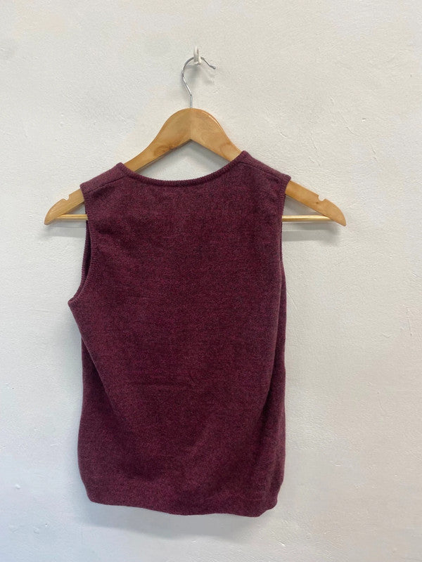 Fabulous Hawick Cashmere Sleeveless jumper UK S Burgundy KB001