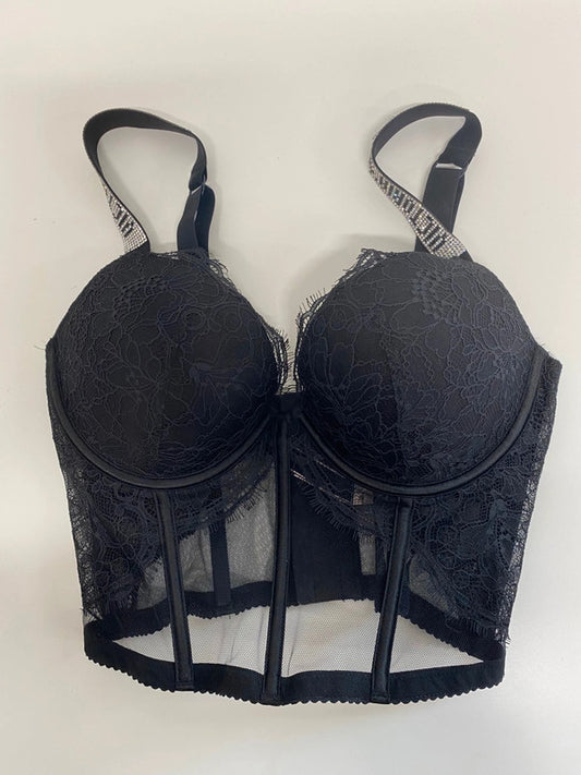 Fabulous Victoria’s Secret Shine Strap Padded Lace Corset 32D LG276