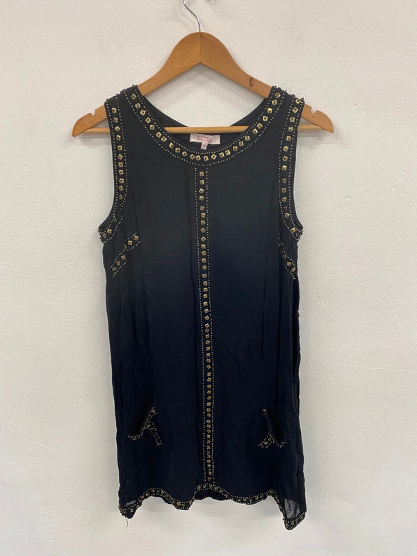 Boho Chic Festival Vibe Butterfly by Matthew Williamson Black Dress UK12 LG276