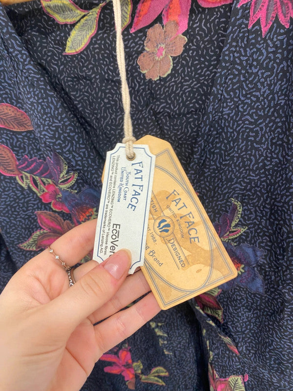 Fabulous Fat Face Blouse Uk 8 Navy pink floral new LG276