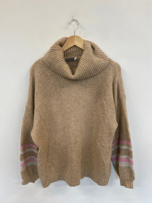 Fabulous Mint Velvet Beige Mix Cowl Neck Sweater UK L VW001