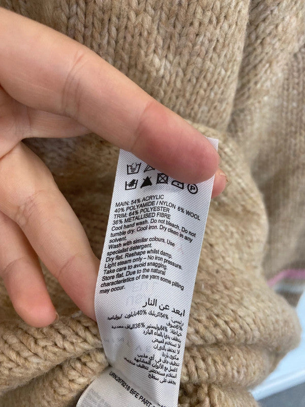 Fabulous Mint Velvet Beige Mix Cowl Neck Sweater UK L VW001