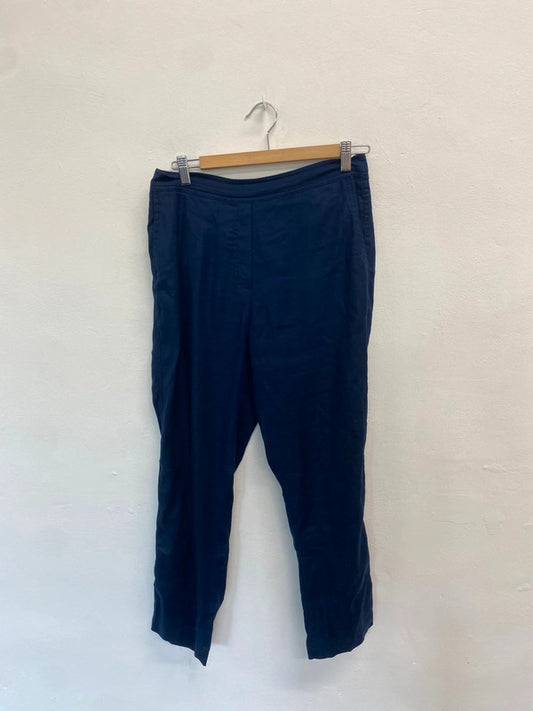 Fabulous Trenery Crop  linen blend classicTrousers UK12  Navy SO001