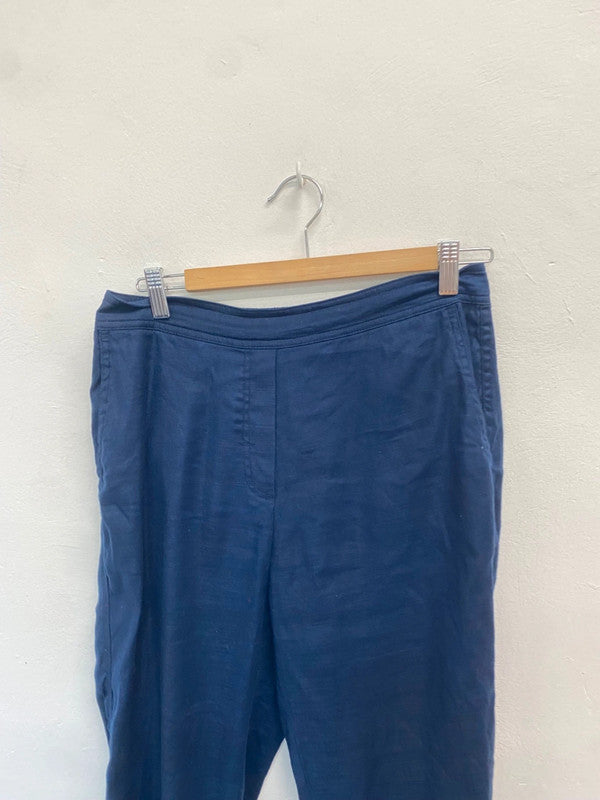 Fabulous Trenery Crop  linen blend classicTrousers UK12  Navy SO001