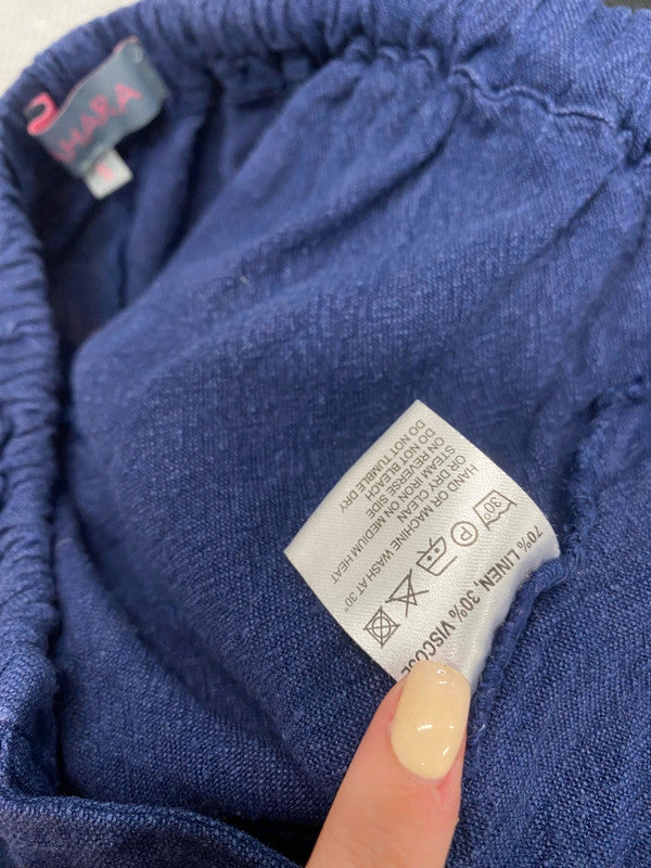 Fabulous Sahara trousers linen UK S Navy Blue SO001