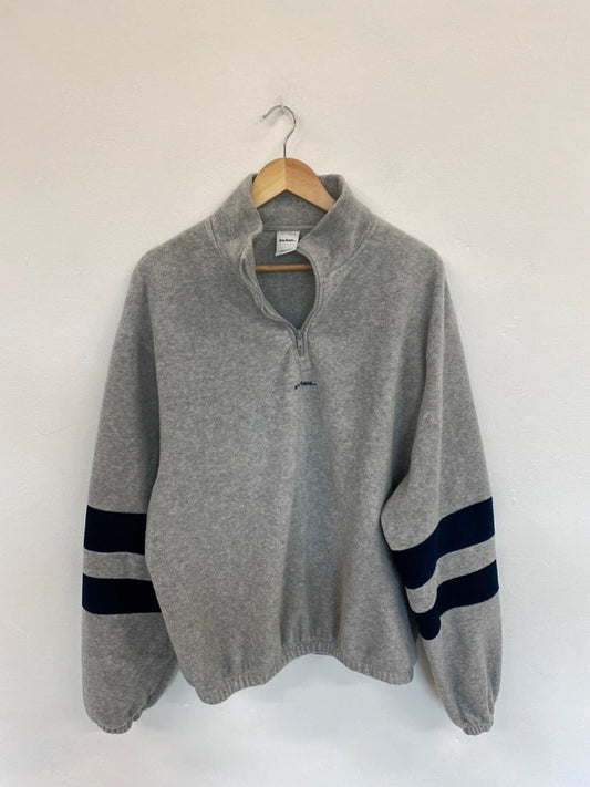 Fabulous iets frans Grey & Navy Fleece 1/4 Zip Pullover UK L HD440