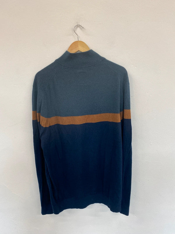 Fabulous FatFace Mens Navy Mix 1/4 Zip Jumper UK 2XL HD440
