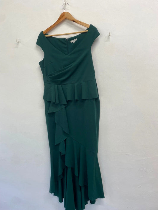 Fabulous Goddiva Dress UK 16 Green frill mermaid evening dress CM439