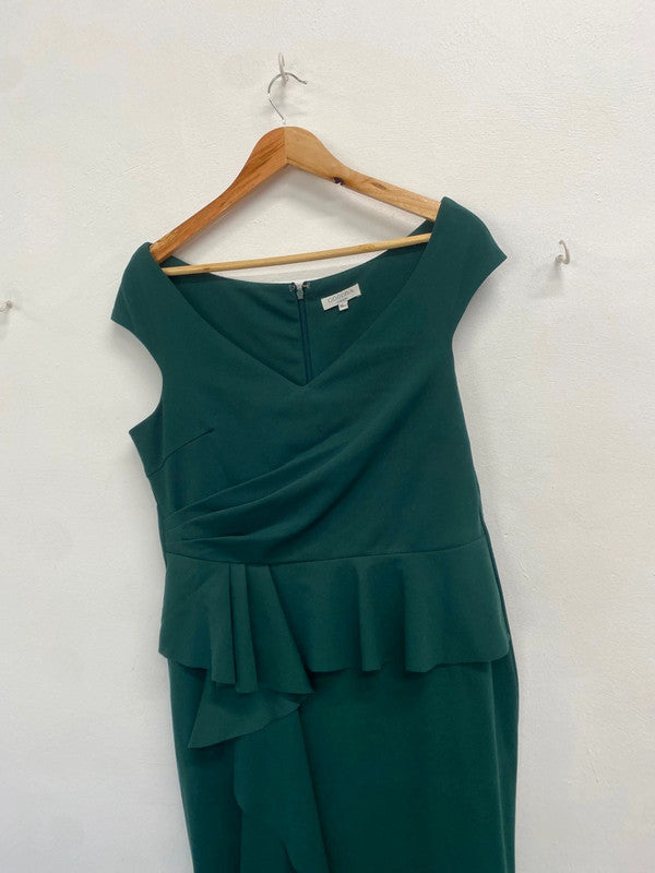 Fabulous Goddiva Dress UK 16 Green frill mermaid evening dress CM439