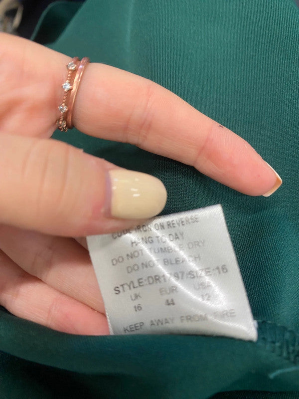 Fabulous Goddiva Dress UK 16 Green frill mermaid evening dress CM439