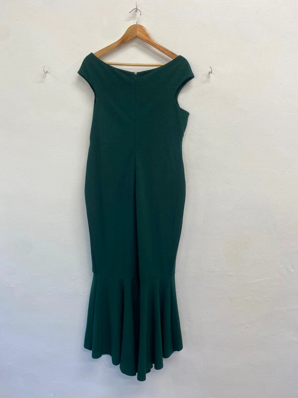 Fabulous Goddiva Dress UK 16 Green frill mermaid evening dress CM439