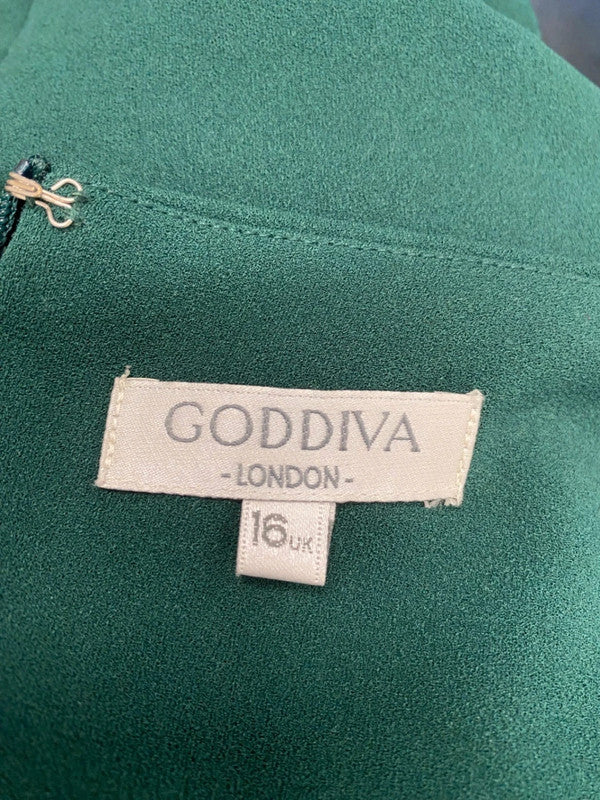 Fabulous Goddiva Dress UK 16 Green frill mermaid evening dress CM439