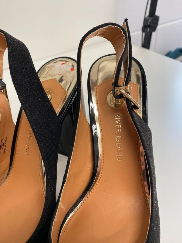 Fabulous River Island faux suede croc pointed sling backs Uk7 AB024