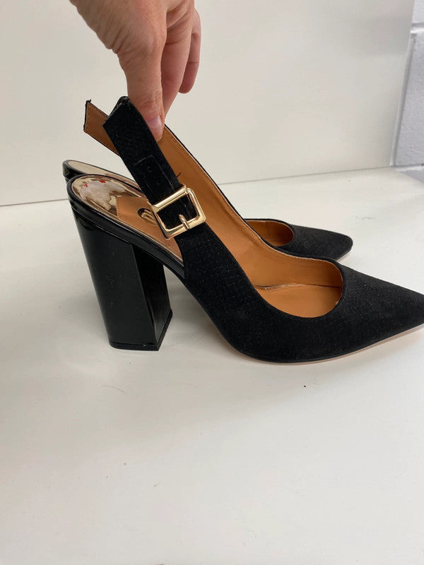 Fabulous River Island faux suede croc pointed sling backs Uk7 AB024