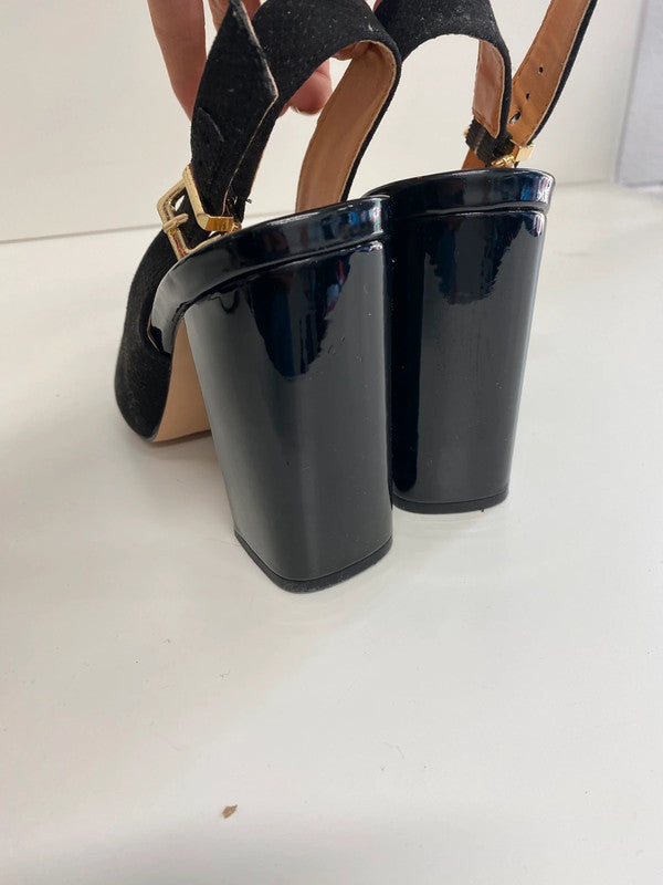 Fabulous River Island faux suede croc pointed sling backs Uk7 AB024