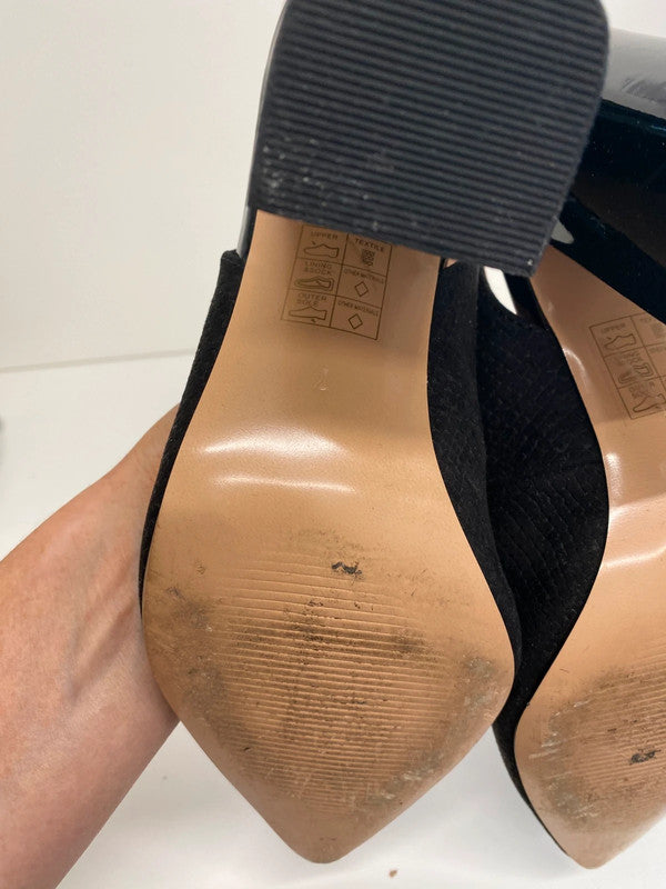 Fabulous River Island faux suede croc pointed sling backs Uk7 AB024