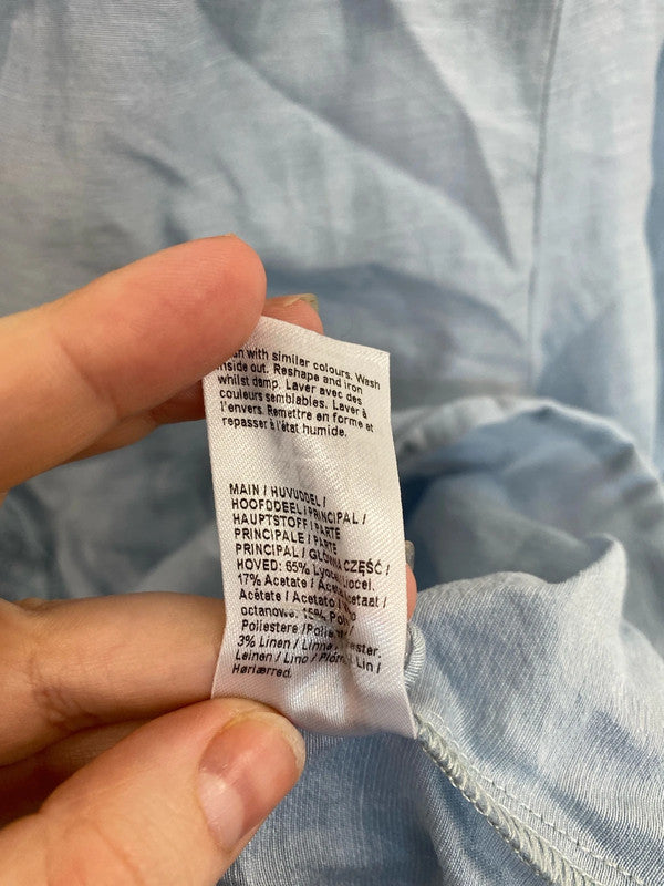 Fabulous River Island Powder Blue Boho Lace Accent Blouse UK16 AB024