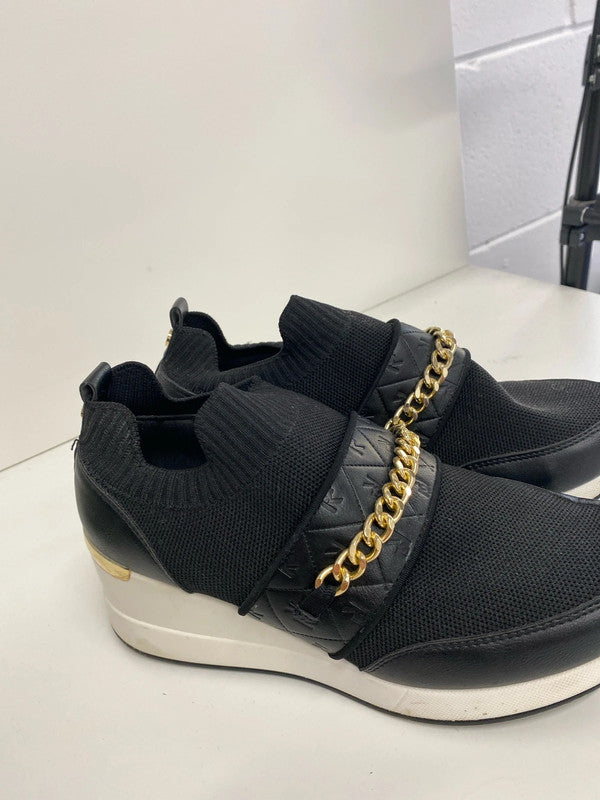 Fabulous Black wedge River Island trainers logo UK6 AB024