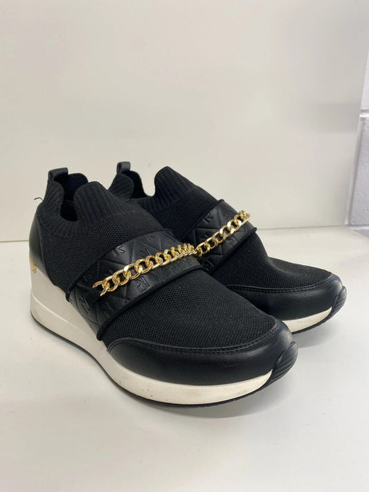 Fabulous Black wedge River Island trainers logo UK6 AB024