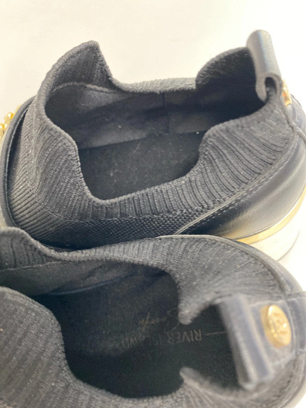 Fabulous Black wedge River Island trainers logo UK6 AB024