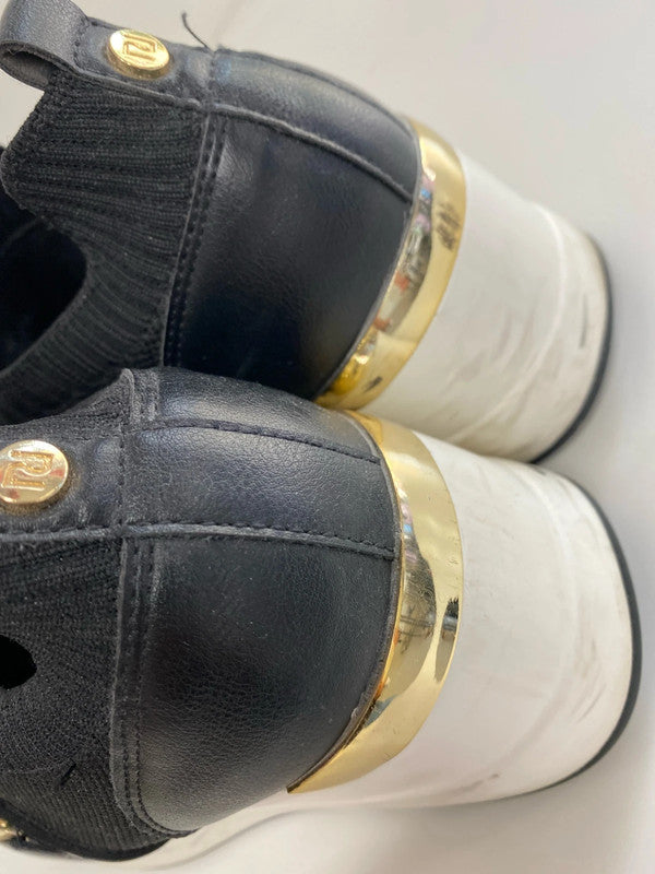 Fabulous Black wedge River Island trainers logo UK6 AB024