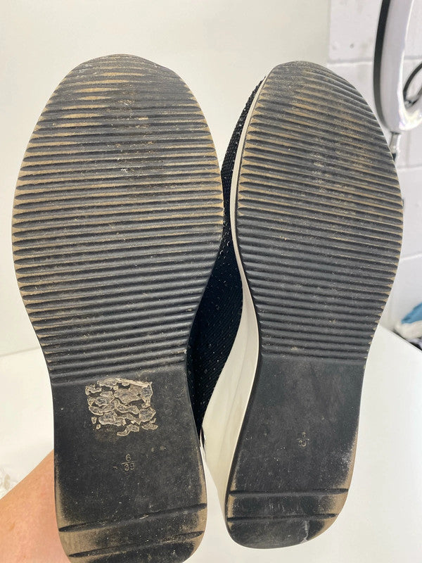 Fabulous Black sparkly wedge trainers River Island UK6 AB024