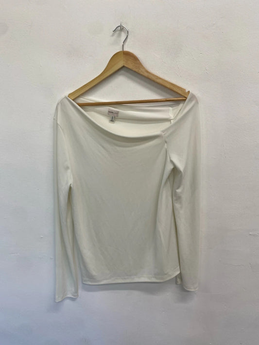 Gorgeous river island white one off shoulder long sleeve top uk 16 AB024