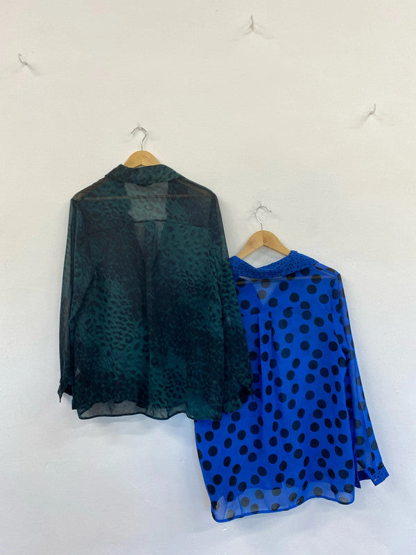 Fabulous Lipsy Colourful Patterned Sheer Shirts Duo UK14 #46 AB024