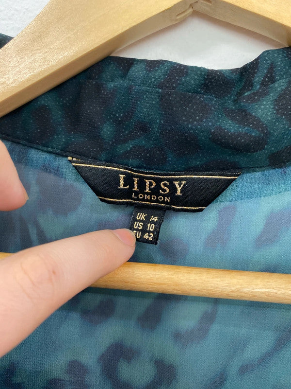 Fabulous Lipsy Colourful Patterned Sheer Shirts Duo UK14 #46 AB024