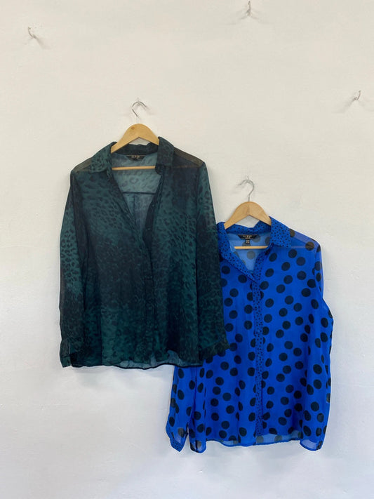 Fabulous Lipsy Colourful Patterned Sheer Shirts Duo UK14 #46 AB024