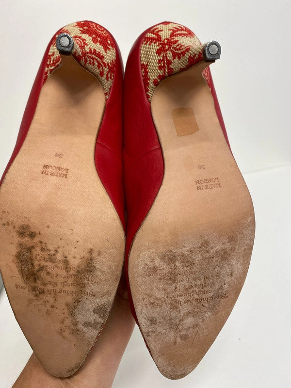 Fabulous English made leather court shoes Red Uk5 NR001