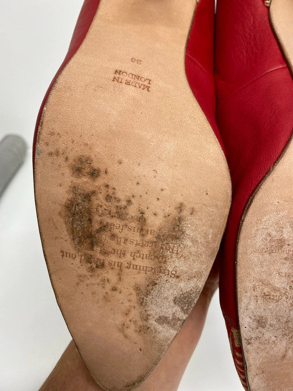 Fabulous English made leather court shoes Red Uk5 NR001