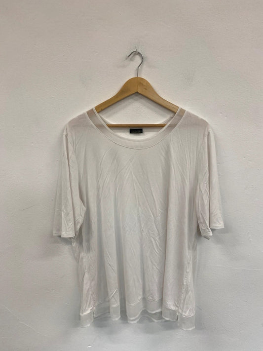 Fabulous Barbara Lebek Ivory Mesh Panel Accent T-shirt UK20 NR001