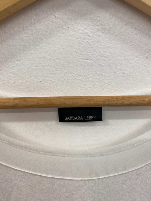 Fabulous Barbara Lebek Ivory Mesh Panel Accent T-shirt UK20 NR001